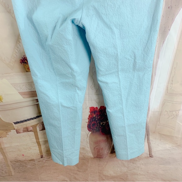 NEW Talbots Minty Blue Medallion Jacquard Ankle Pants - Picture 7 of 10